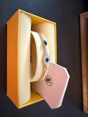 Swarovski Rose Gold Bracelet with Dark Blue Stones